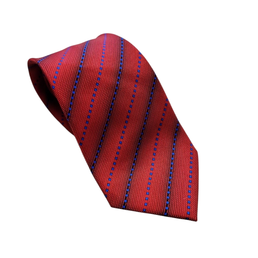 J.S. Blank & Co Mens Designer Luxury 100% Silk Red Blue Career‎ Tie 59in Long